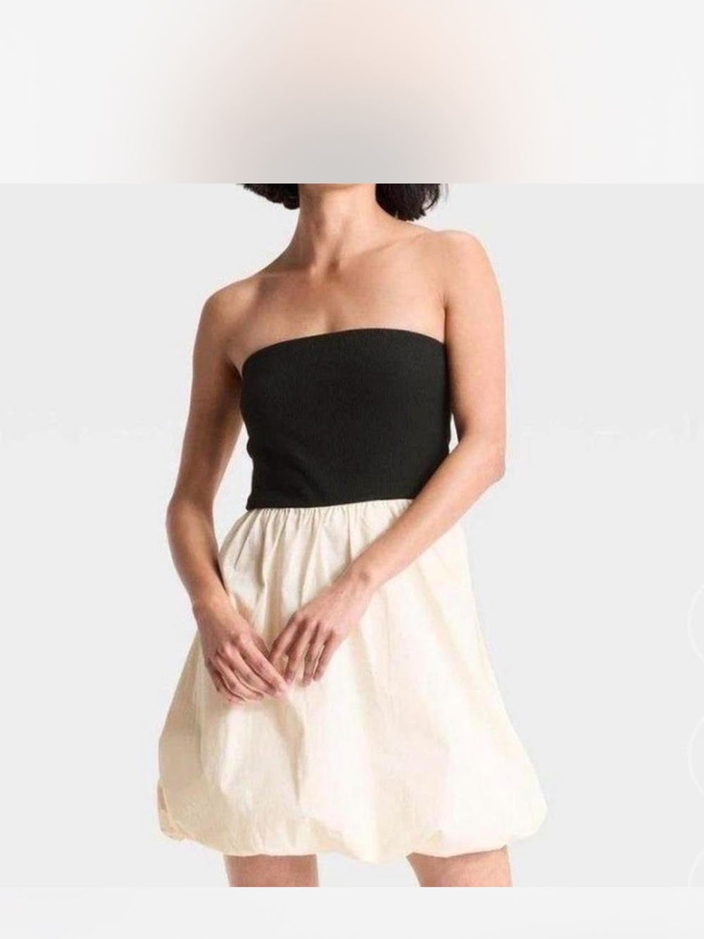 a new day Strapless Black Bodice with Cream Bubble Skirt Dress